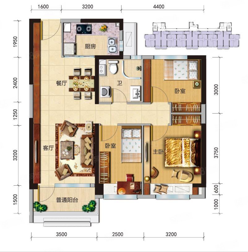 碧桂园十里金滩3室2厅1卫91㎡南北25万