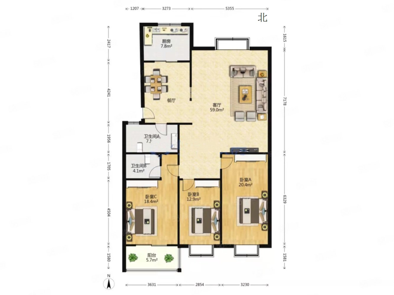 嘉慧园3室2厅2卫155㎡南北150万