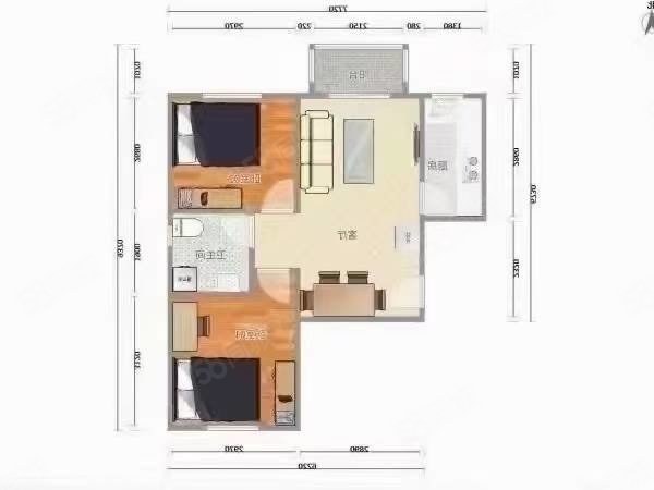 次渠嘉园四区2室1厅1卫73㎡南北175万