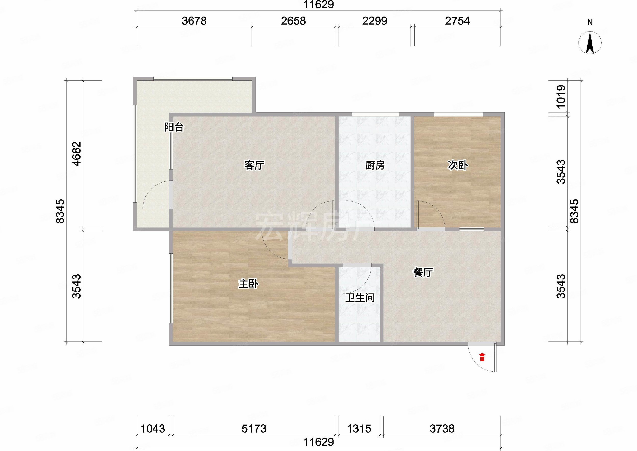 省委大教梁住宅小区2室2厅1卫59.69㎡西北168万