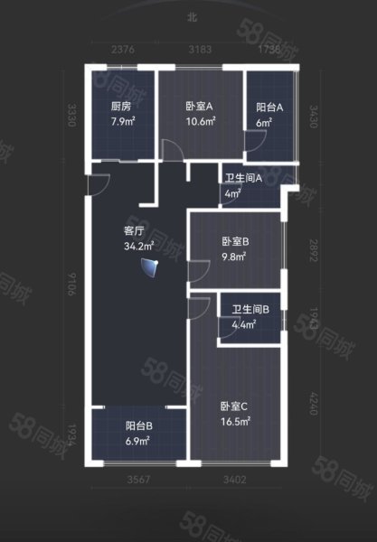 佳源都市3室2厅2卫116㎡南199万