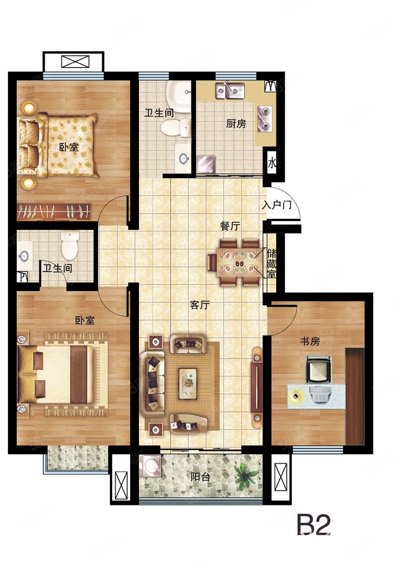亿丰时代广场3室2厅1卫100㎡南92万