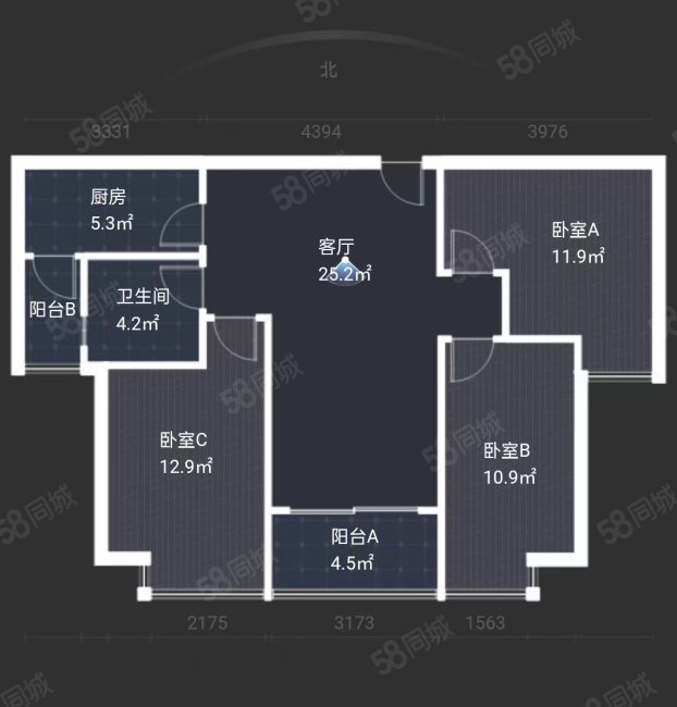 恒大御景3室2厅1卫104.04㎡南158万