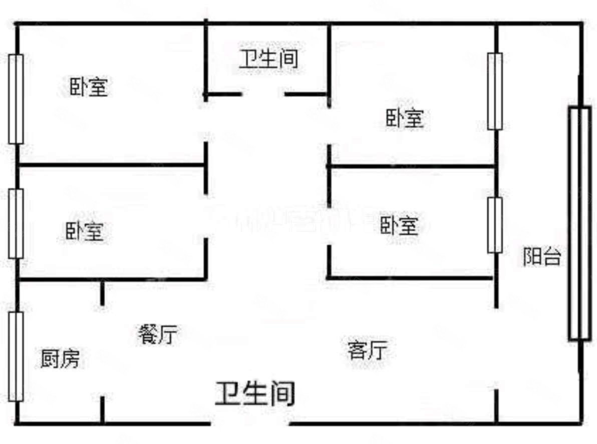 大上海B区3室2厅2卫128.05㎡南北90万