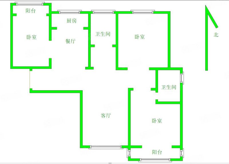 源盛嘉禾C区3室2厅2卫130.51㎡南北168万