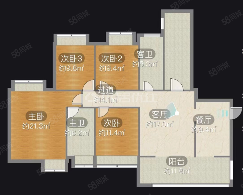 中交王府景4室2厅2卫135㎡南北75万