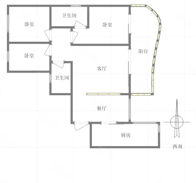 升伟新天地3室2厅2卫135㎡西南108万