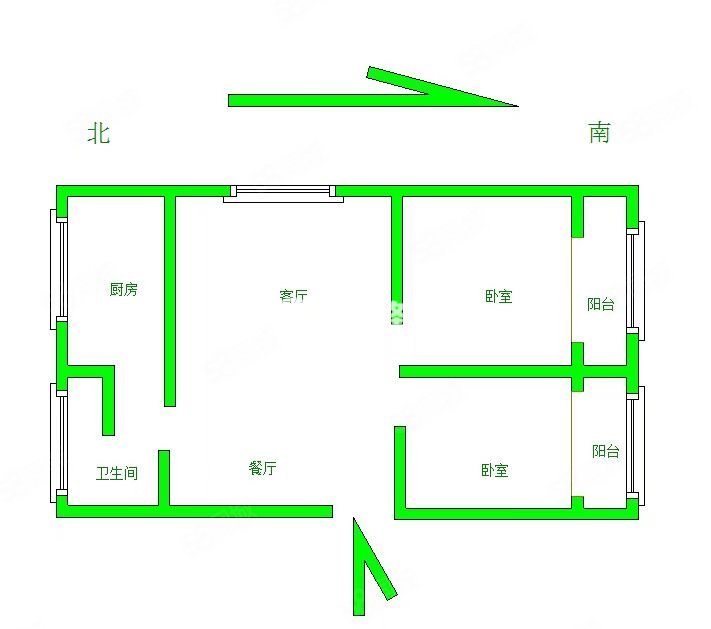 幸运小区2室2厅1卫92.32㎡南北52万