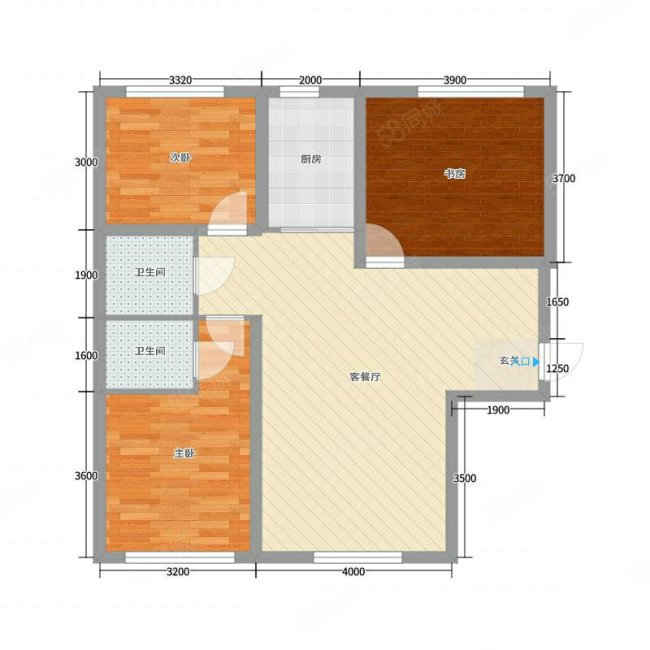 墅公馆(公寓住宅)3室1厅2卫124㎡南北76万