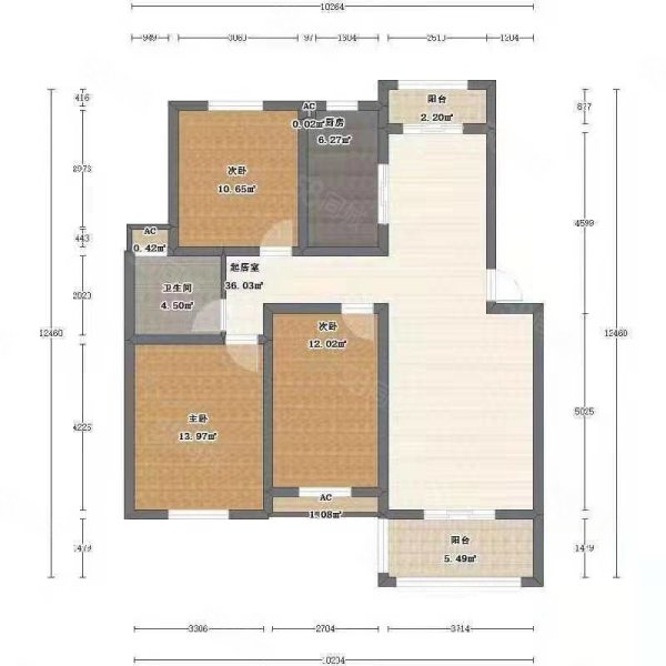 新华御府3室2厅2卫121.57㎡南北155万