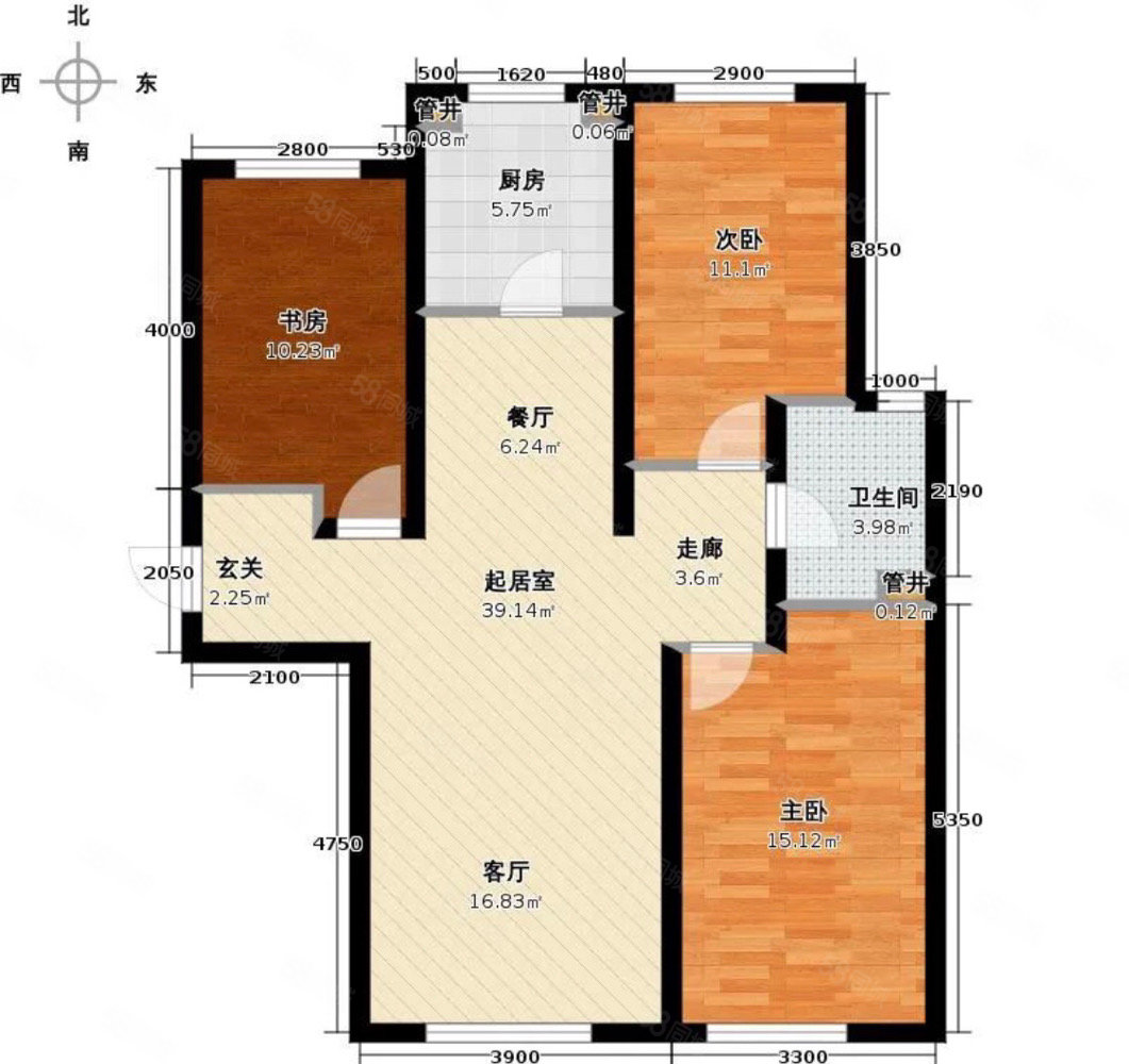 燕兴佳苑3室2厅1卫111.73㎡南北103万