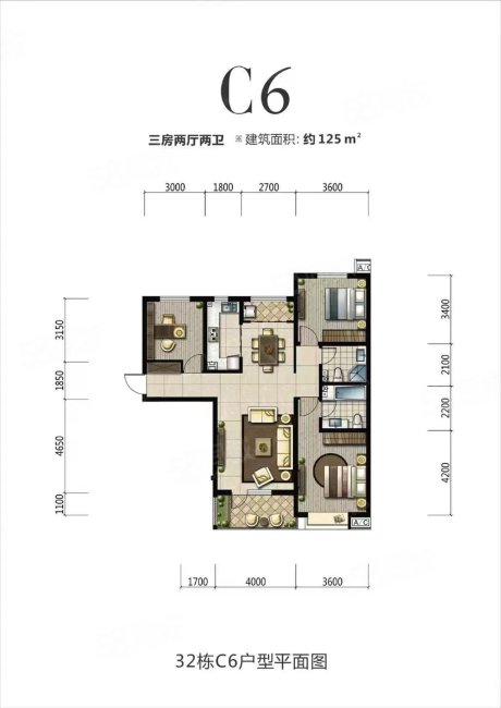 华润威海湾九里3室2厅2卫125.69㎡南北156万