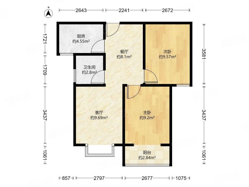 金恒基鹿城2室1厅1卫77㎡南99万