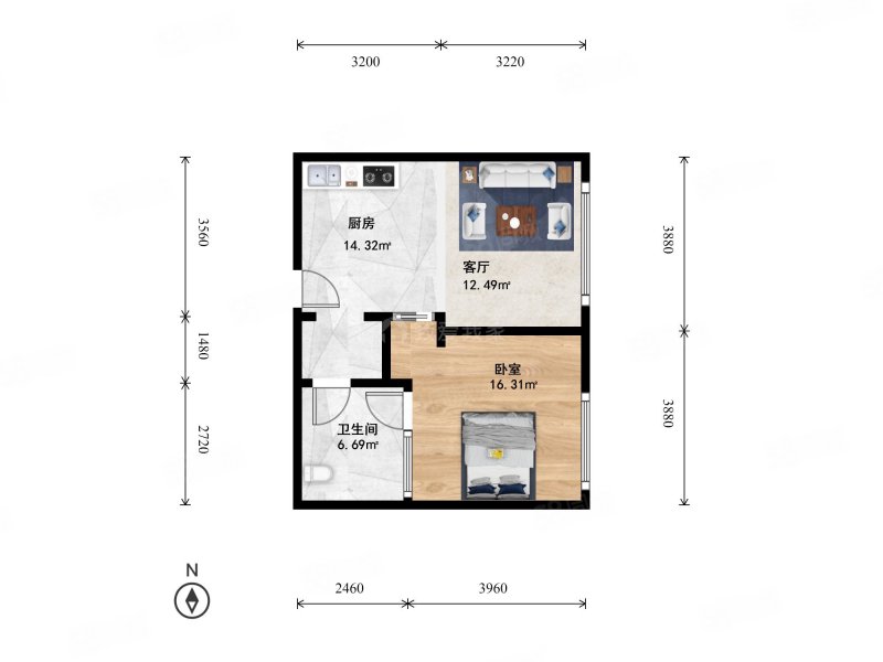 远中悦莱1室1厅1卫75.16㎡东676万