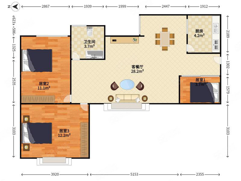 时代景苑3室2厅1卫77.92㎡西303万