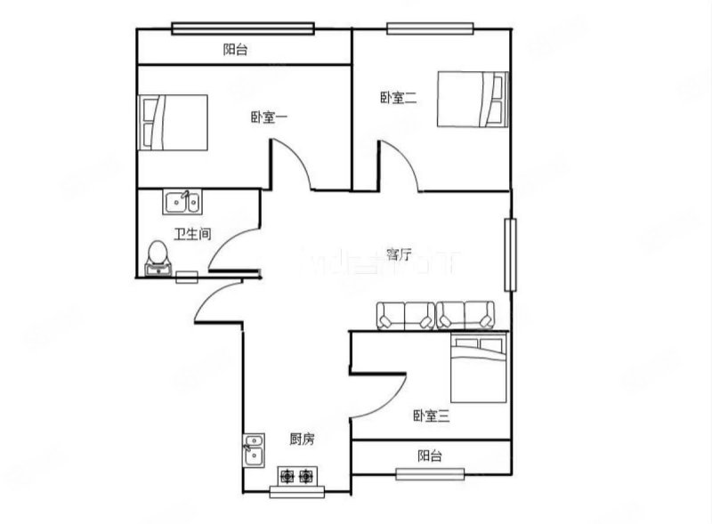 刘家大堰3室2厅1卫82㎡南北43万