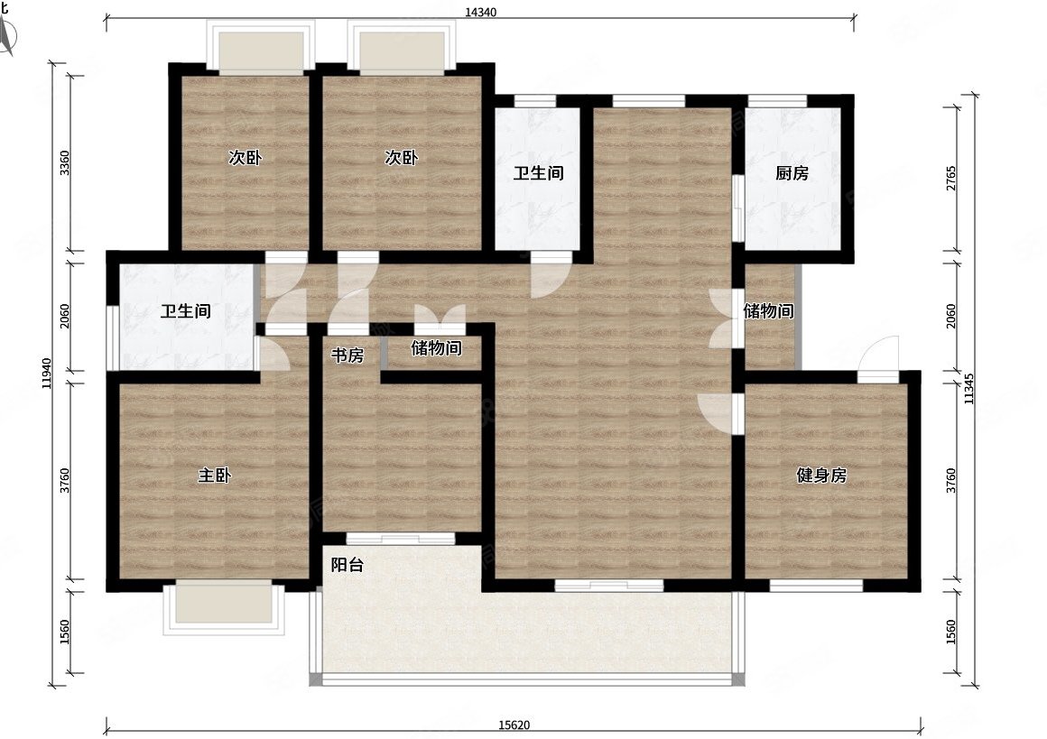 【10图】品质小区 天湖名郡180平5室 大平层 市政供暖 户型方正,天湖