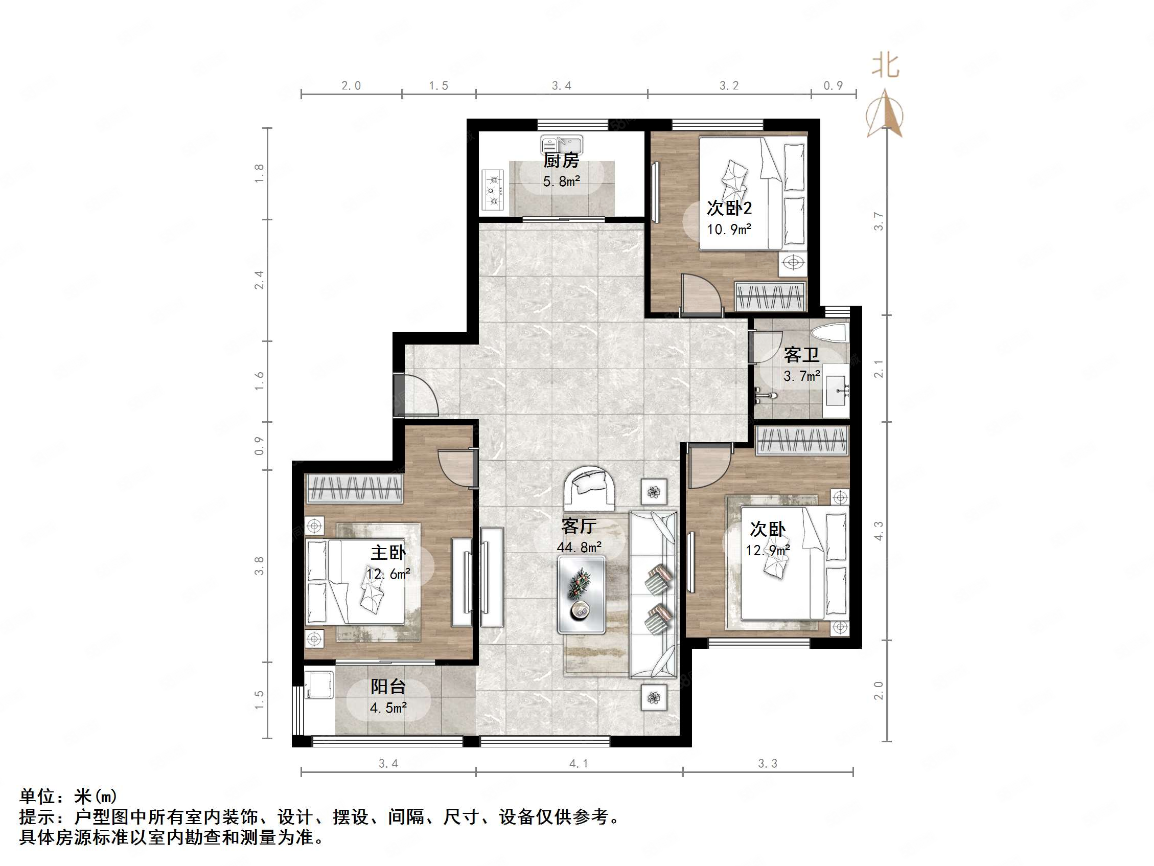 龙湖春江郦城三区(CA地块1-19)3室2厅1卫115.74㎡南171万