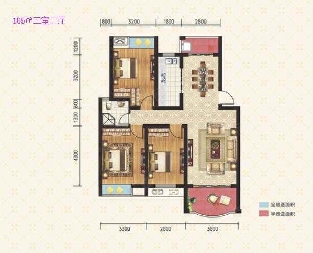 香悦丽都3室2厅1卫105㎡南54万