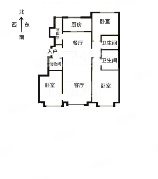 万科云山3室2厅1卫124.45㎡南175万