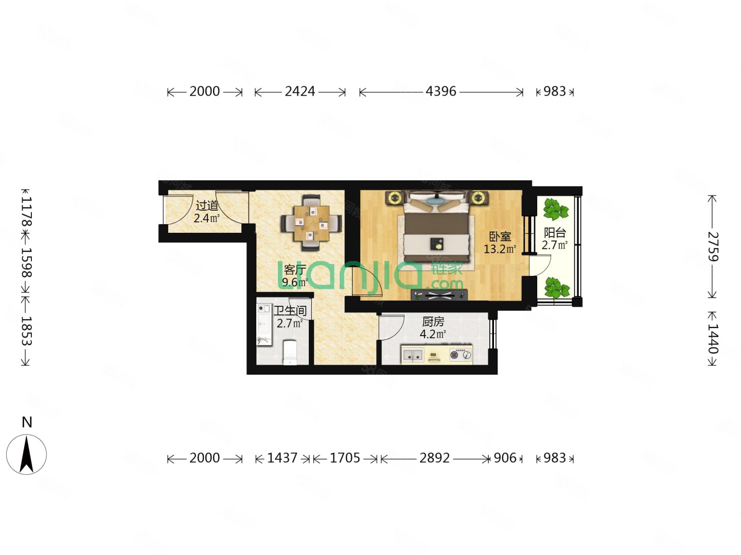 白云觀北里小區(qū)1室1廳1衛(wèi)44.7㎡東419萬(wàn)