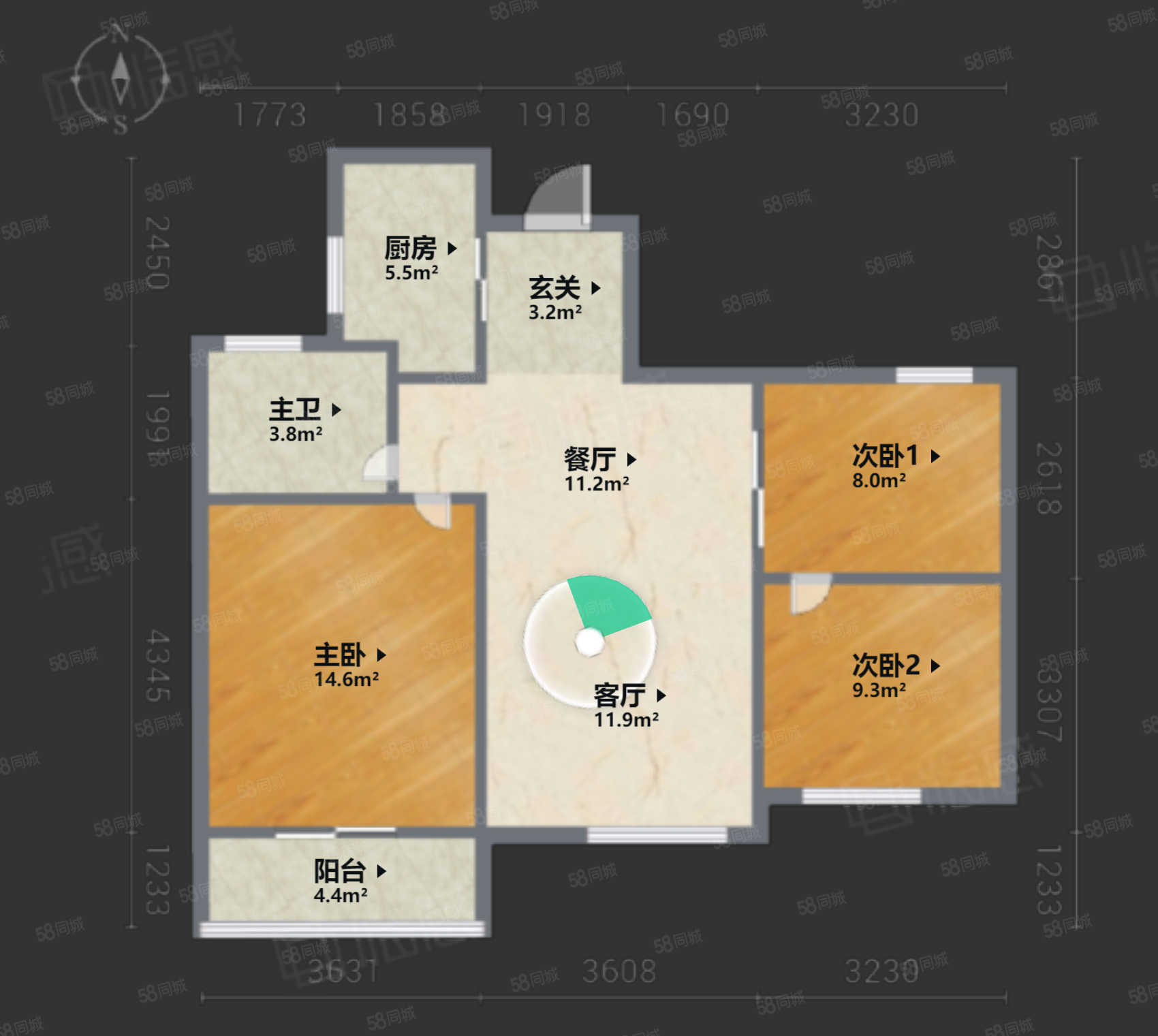 锦绣曙光3室2厅1卫92㎡南198万