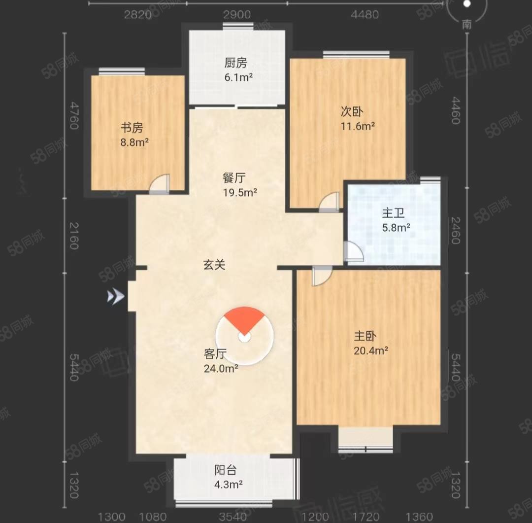 公园道1号3室2厅1卫111㎡南北45万