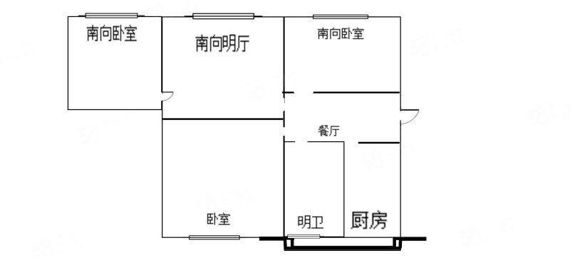 亚麻小区(北区)3室1厅1卫106.64㎡南北135万