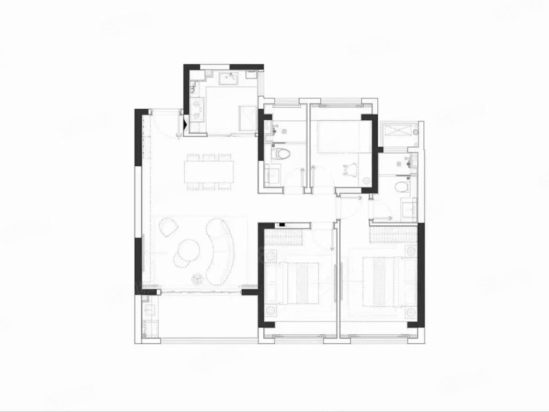 保利时光印象3室2厅2卫103㎡南北162万