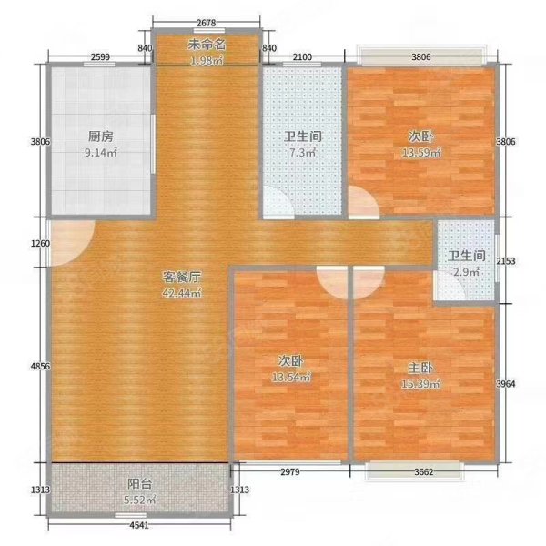 第一书香紫台3室2厅2卫106.8㎡南北52.8万