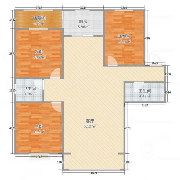 桦琳雅廷3室2厅1卫117㎡南北77万