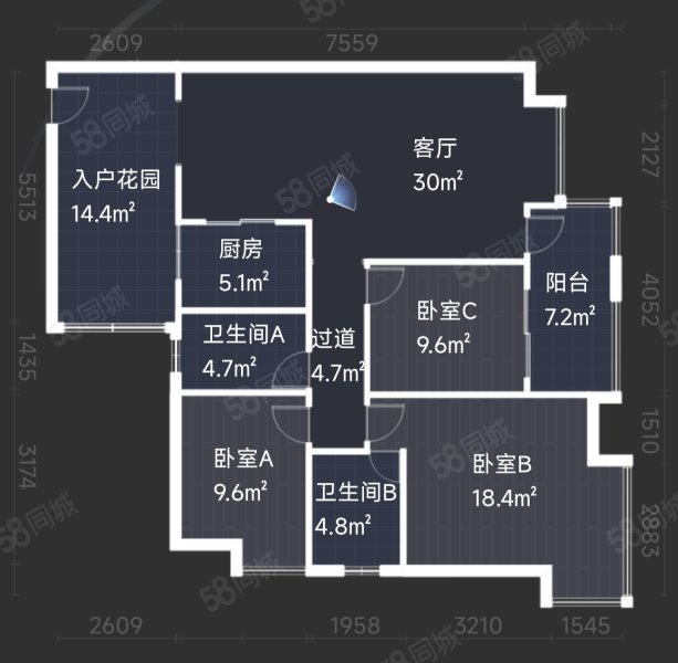 四川成都郫都郫筒海骏达蜀都1号二期凯悦南方向3室2厅2卫109㎡总价127.99万