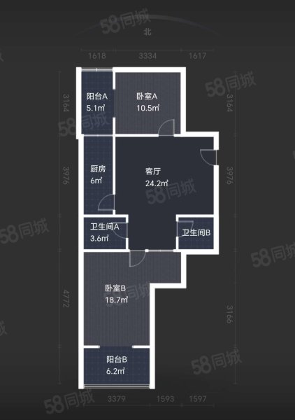 凤城明珠2室2厅2卫103.39㎡南北89万