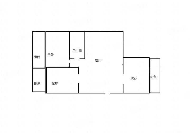 85平米二室一厅平面图图片