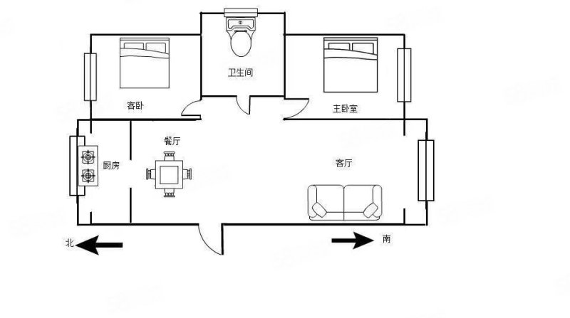 梅江小区2室2厅1卫99㎡南北99万