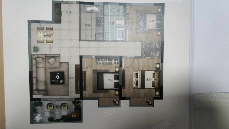 三川盛世华庭3室2厅2卫110㎡南北55万