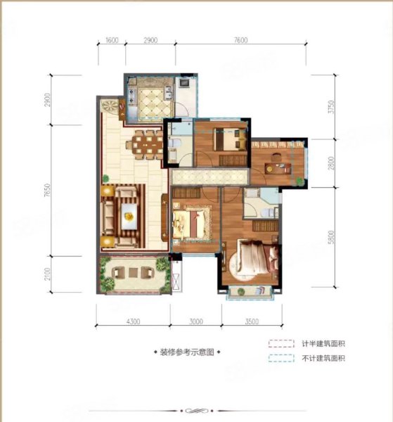 施达桂城4室2厅2卫154㎡南北58.8万