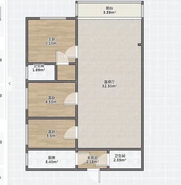 豫珠苑3室2厅1卫117㎡南北73万