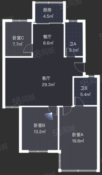 锦港佳园3室2厅1卫112.45㎡南155万