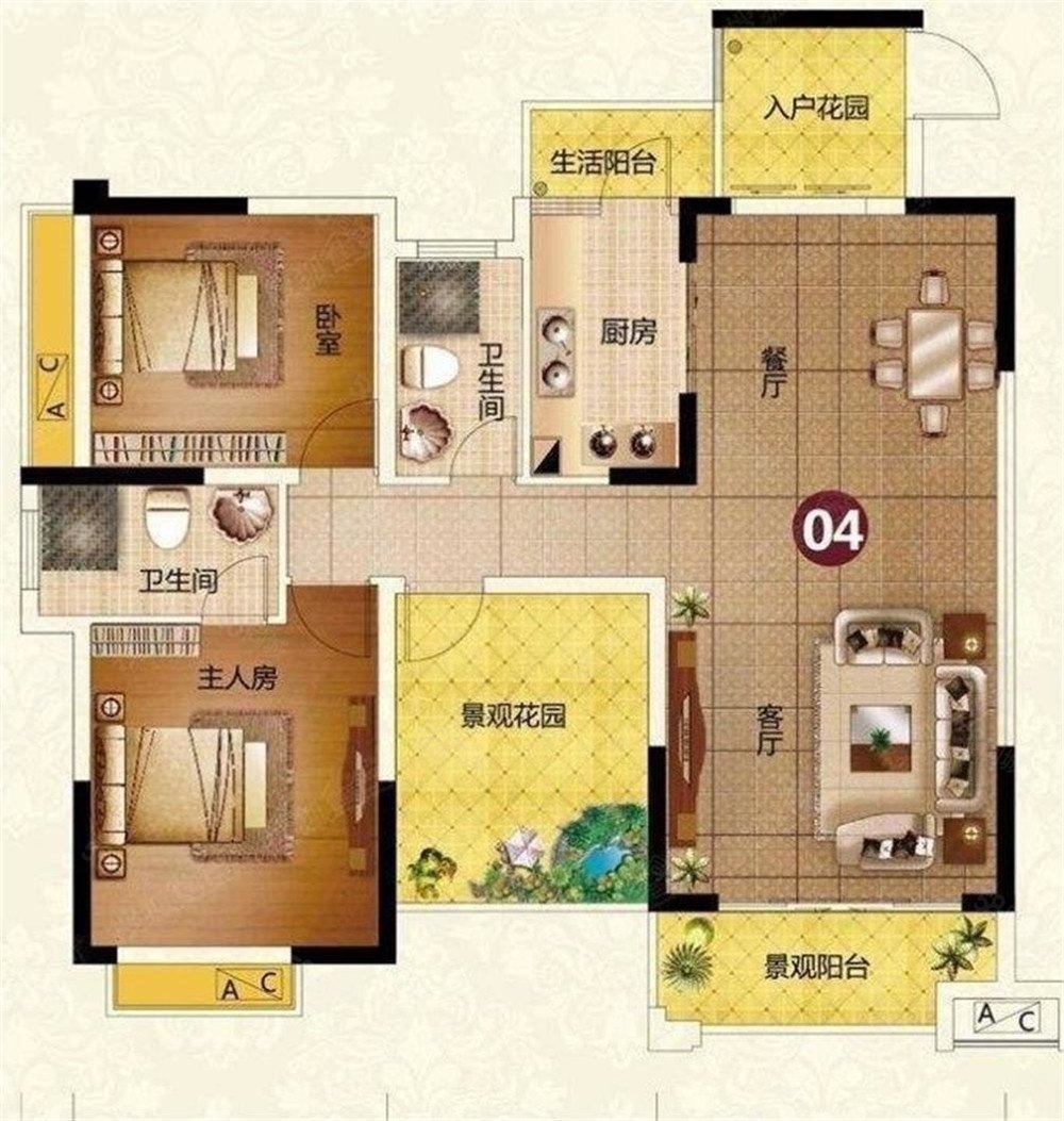 丽城花园(樟木头)3室2厅2卫85.86㎡南北72万