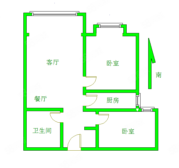 京润现代城6号院2室2厅1卫93.48㎡南北68万