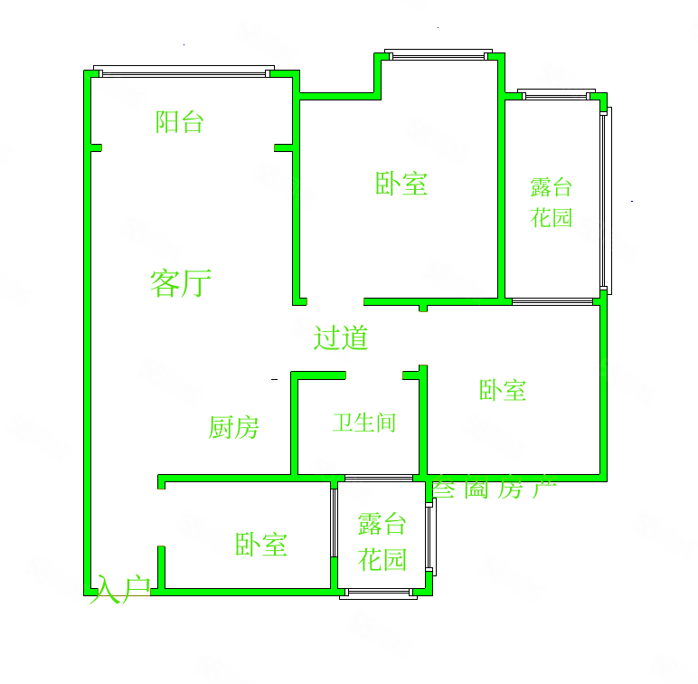 为民新居3室2厅1卫59.45㎡东南99万