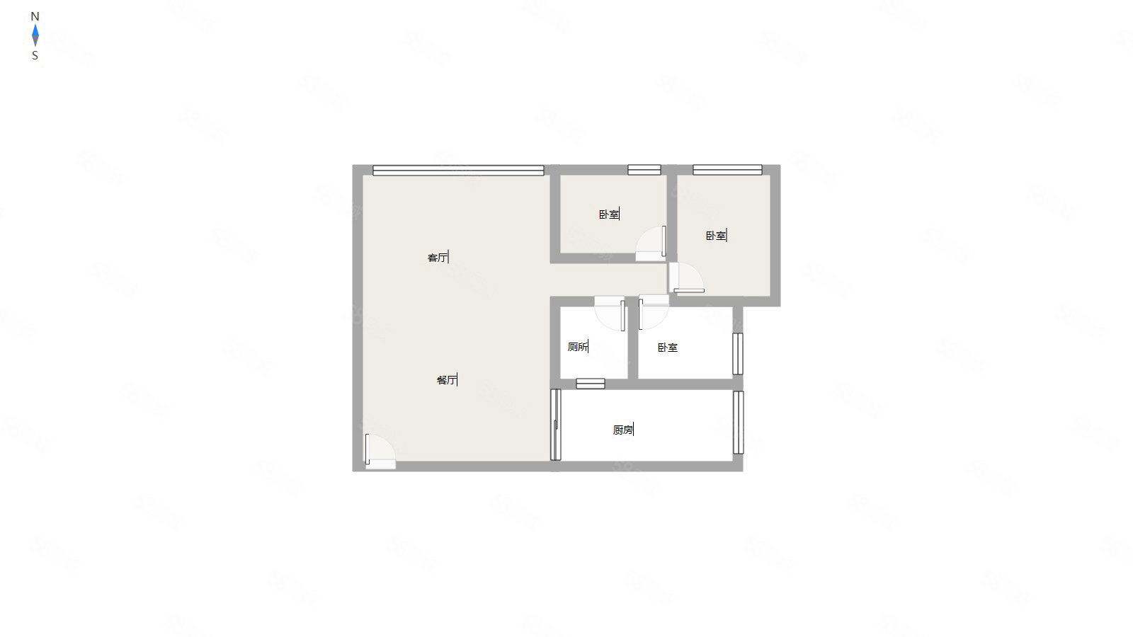 华商公园里3室2厅1卫89㎡南北65.6万