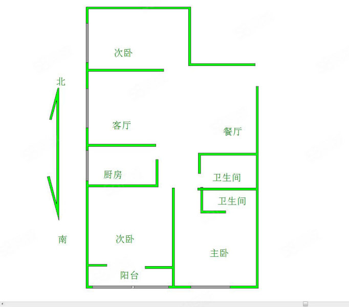 天元小区(大名)3室2厅1卫108㎡南北50万