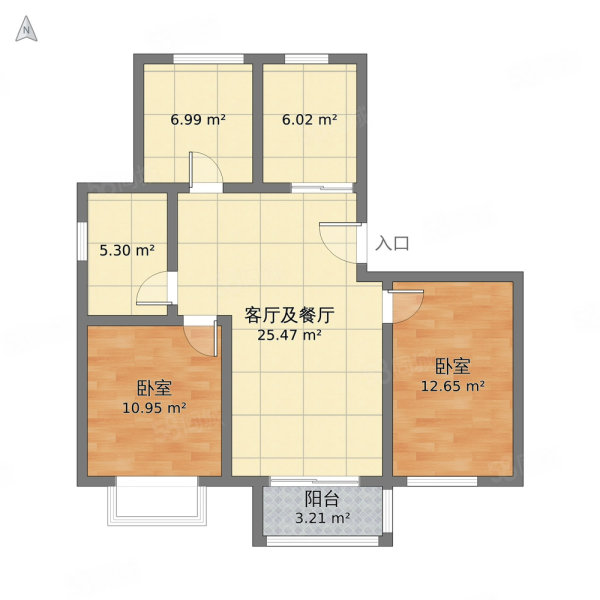 铭馨苑小区1室1厅1卫48㎡南北23.3万