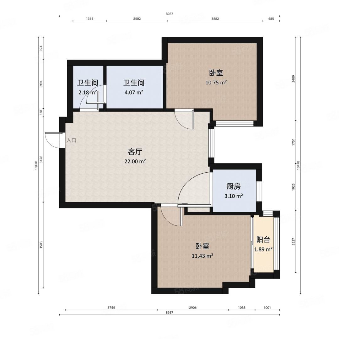 泰华世纪新城2室2厅1卫80㎡东105万