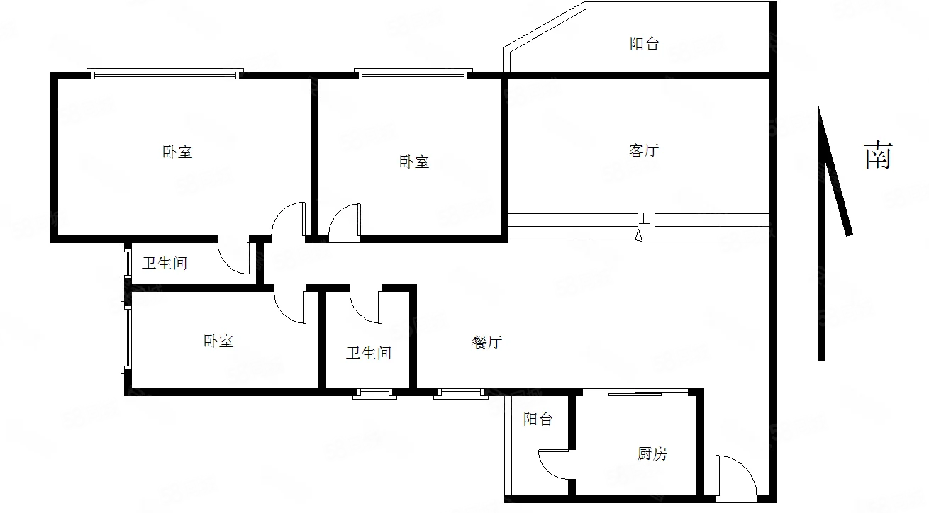 城中四季3室2厅2卫95.4㎡南北232万