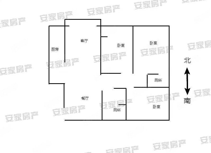 吉祥嘉年华3室2厅2卫118㎡南北74万