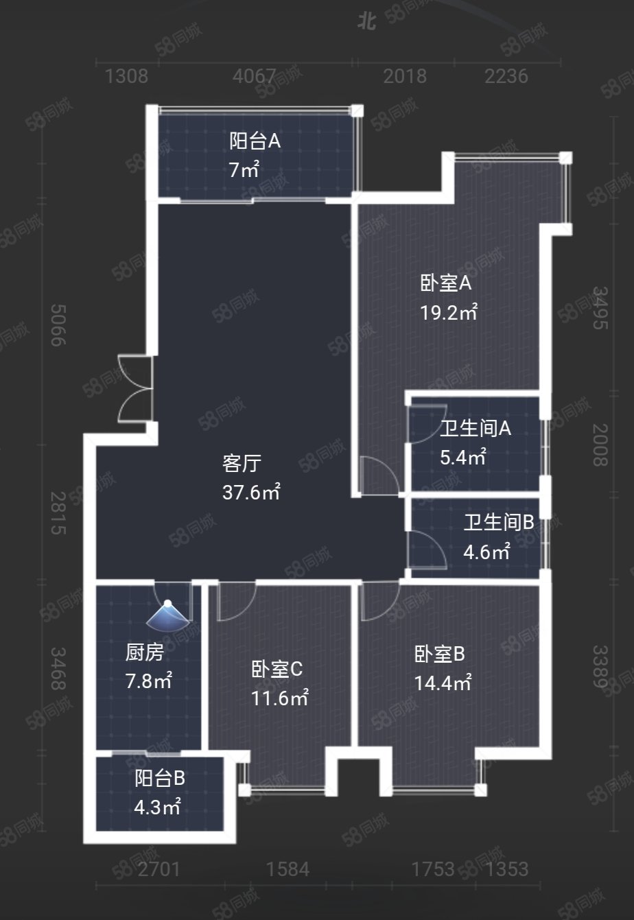 畔山丽苑3室2厅2卫121.46㎡南北71万