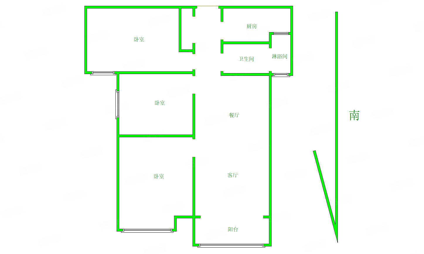 绿都悦府3室2厅1卫101㎡南106万